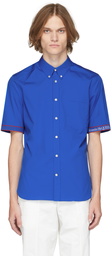 Alexander McQueen Blue Logo Tape Brad Pitt Short Sleeve Shirt