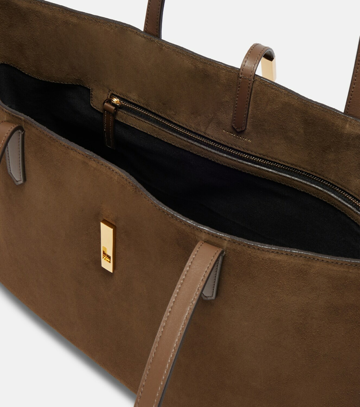 DeMellier Tokyo leather-trimmed suede tote bag