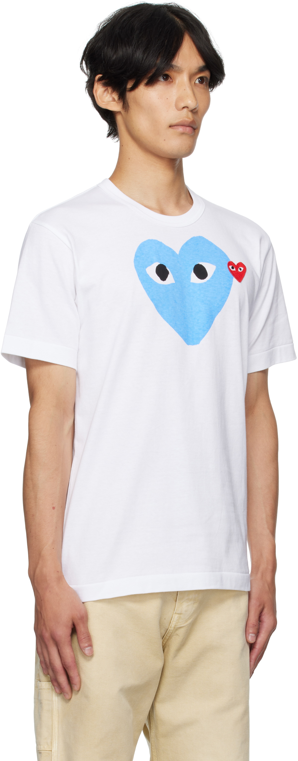 COMME des GARÇONS PLAY White Big Blue Heart T-shirt
