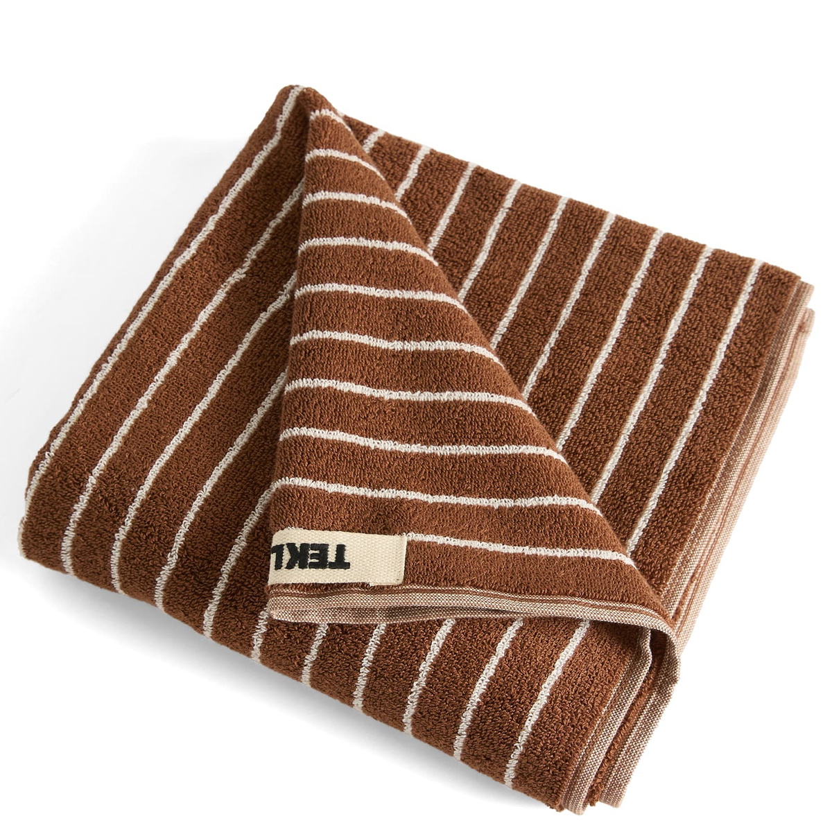 Tekla Fabrics Organic Terry Hand Towel in Rust Stripes 
