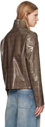Courrèges Brown Vinyl Prince Of Wales Biker Jacket
