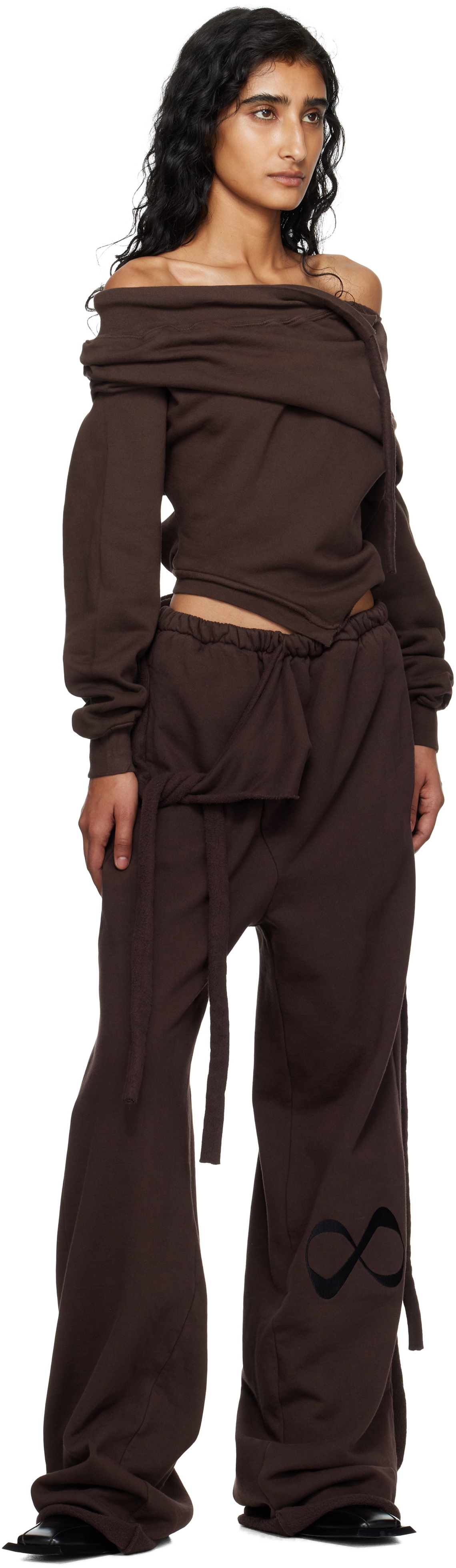 Ottolinger Brown Off-Shoulder Slouchy Sweater