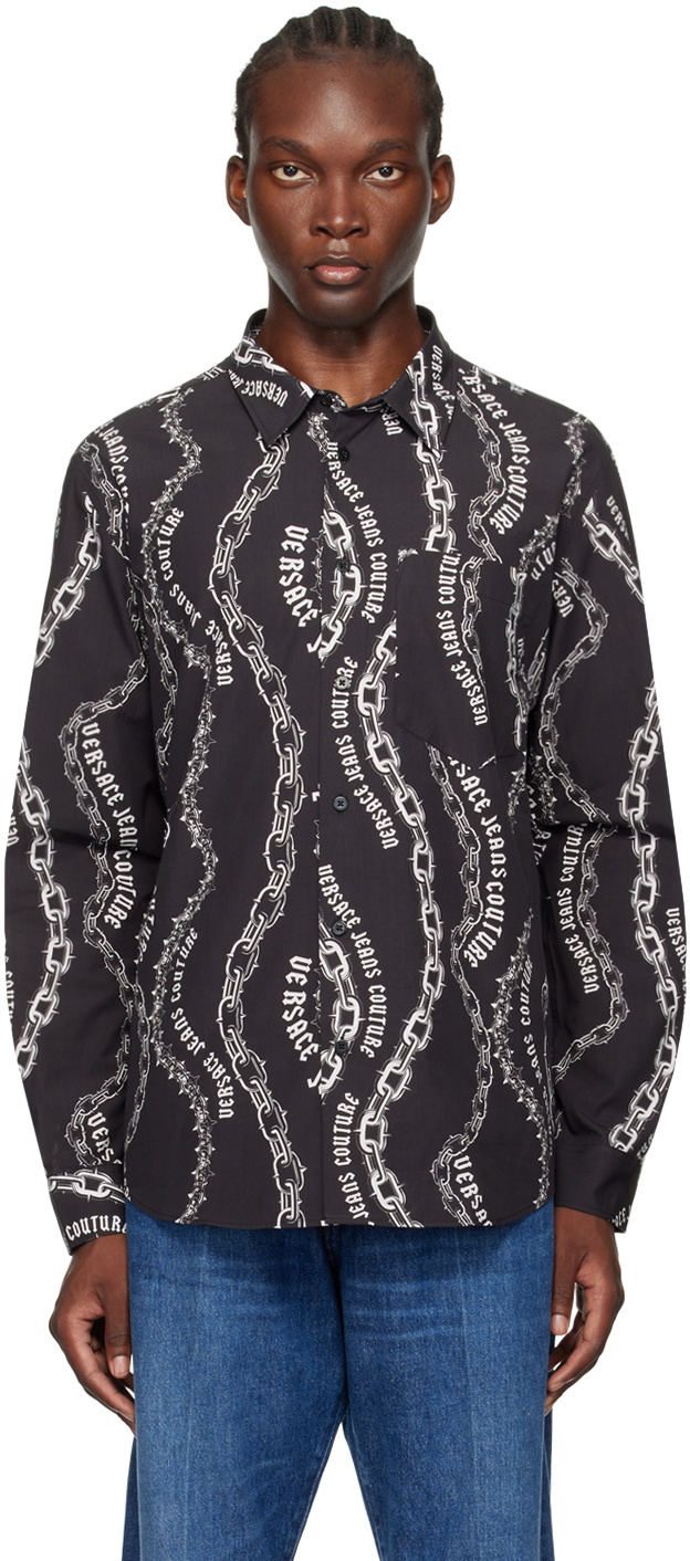 Versace Jeans Couture Black Chain Couture Long Sleeve Shirt Versace