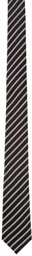Saint Laurent Black & White Stripe Tie