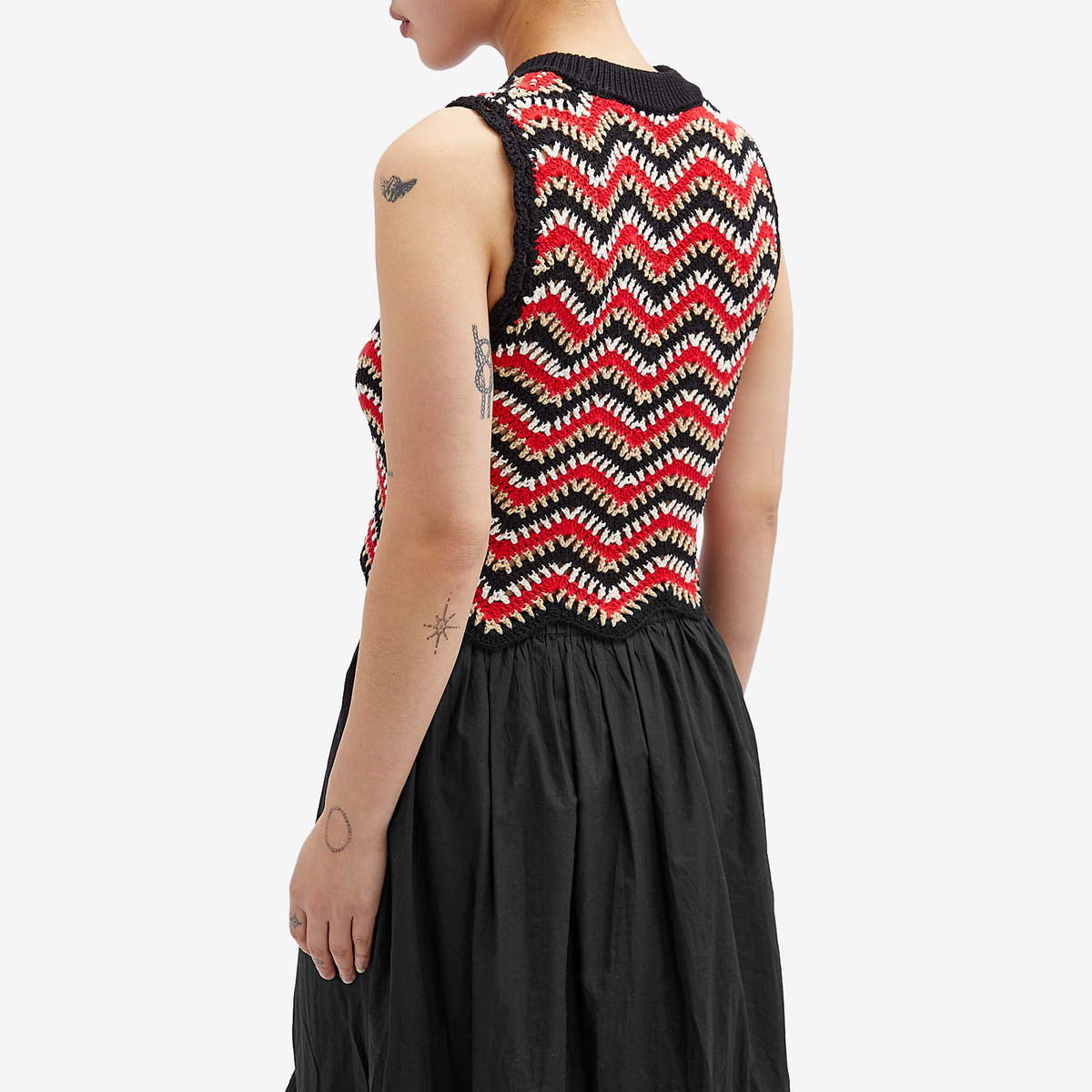 GANNI Women's Cotton Crochet Vest in Racing Red GANNI