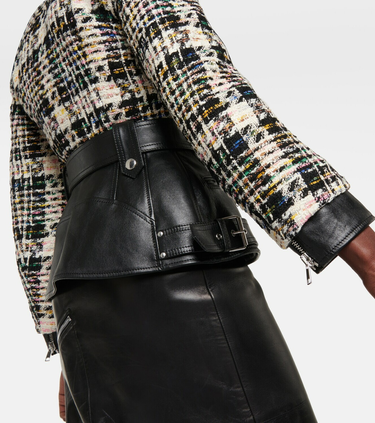Alexander McQueen Leather-trimmed biker jacket