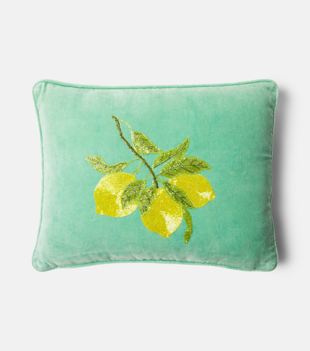 Les-Ottomans Embroidered cotton velvet cushion