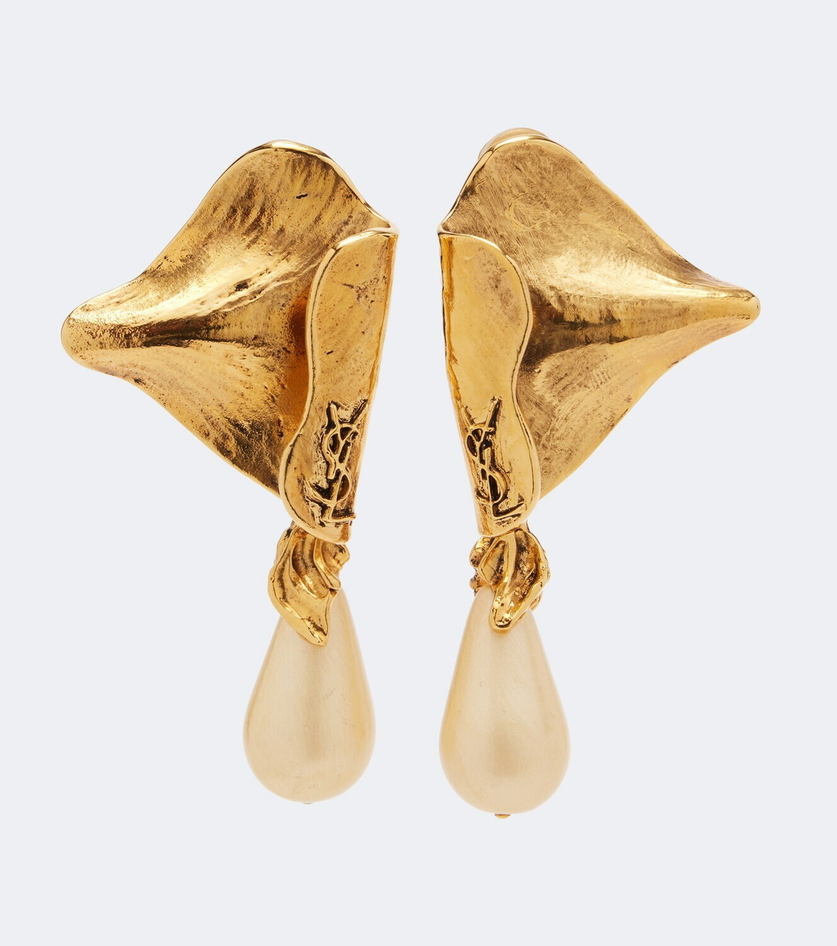 Saint Laurent Cassandre faux pearl clip-on earrings