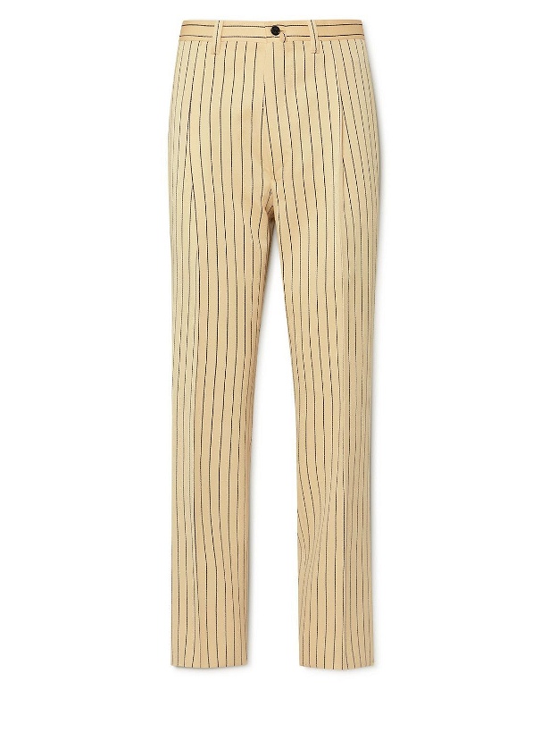 Photo: Giuliva Heritage - Vito Wide-Leg Pleated Pinstriped Virgin Wool Suit Trousers - Neutrals