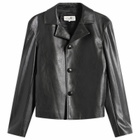 MM6 Maison Margiela Men's Faux Leather Jacket in Black