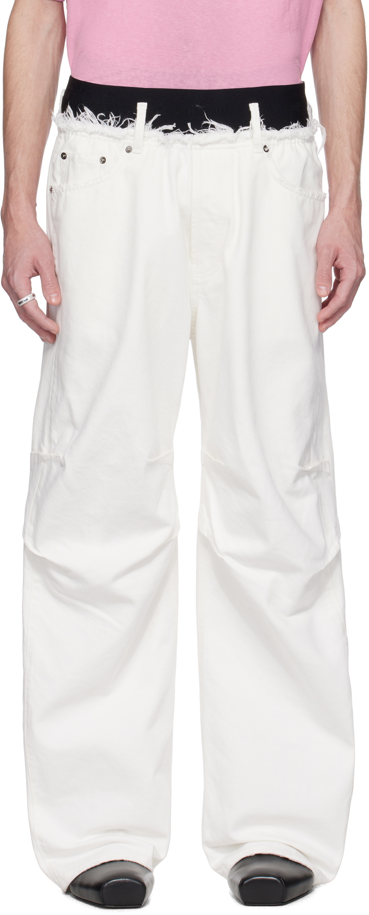ALAINPAUL White Knee Jeans