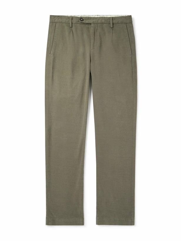 Photo: Massimo Alba - Straight-Leg Stretch-Cotton Gabardine Trousers - Green