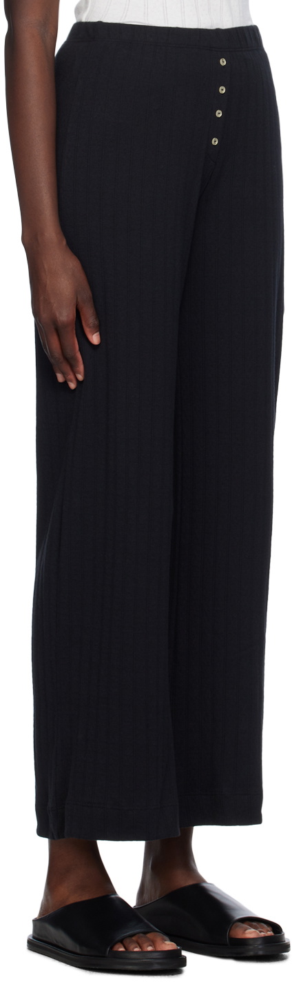 LESET Black Pointelle Boxer Lounge Pants