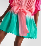 Juliet Dunn Colorblocked scalloped silk minidress