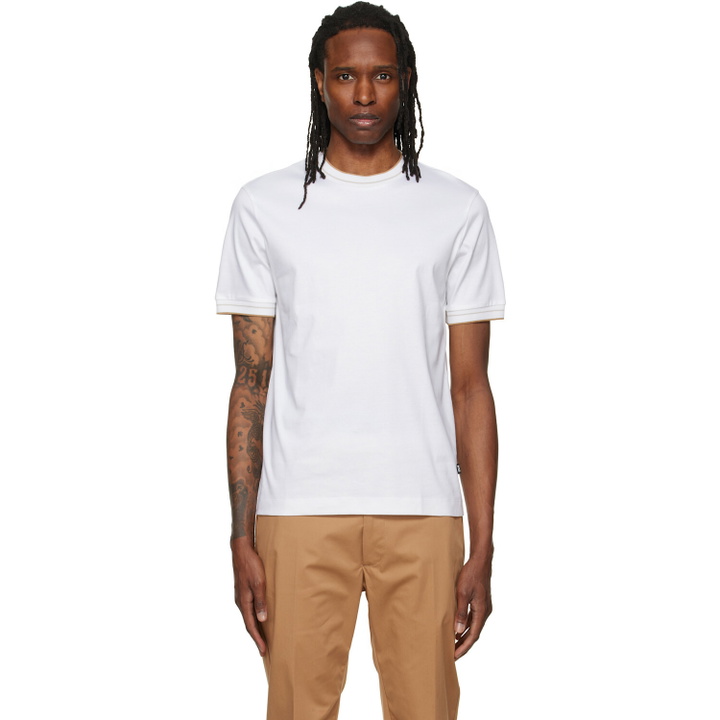 Photo: BOSS White Crew Neck Slim-Fit Cotton T-shirt