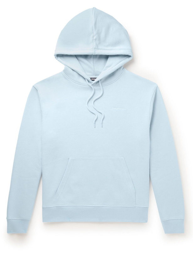 Photo: Jacquemus - Logo-Embroidered Organic Cotton-Jersey Hoodie - Blue