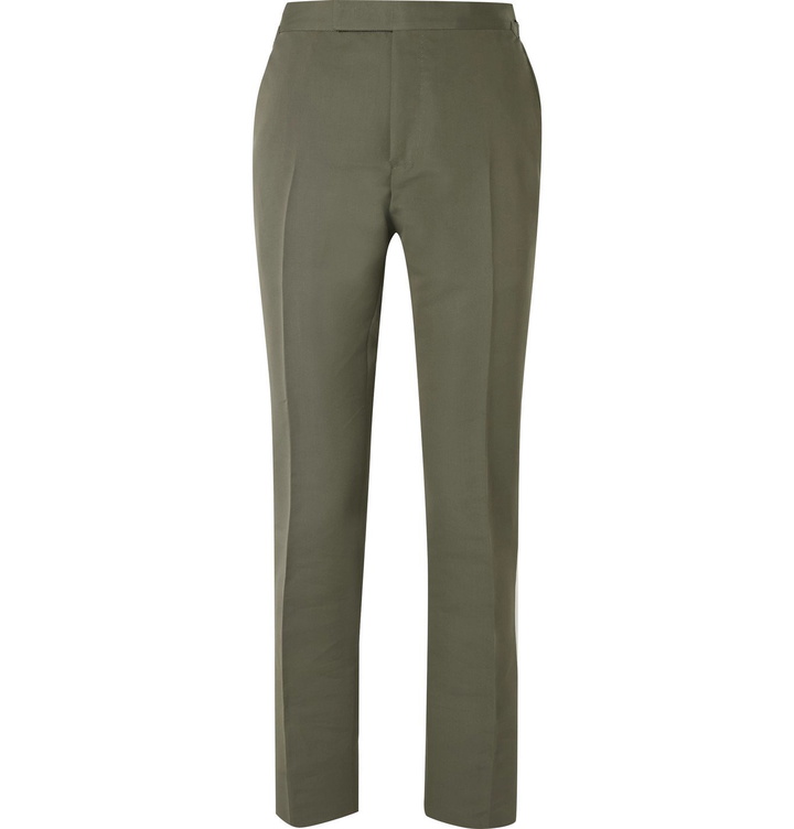 Photo: TOM FORD - Shelton Slim-Fit Cotton and Silk-Blend Suit Trousers - Green