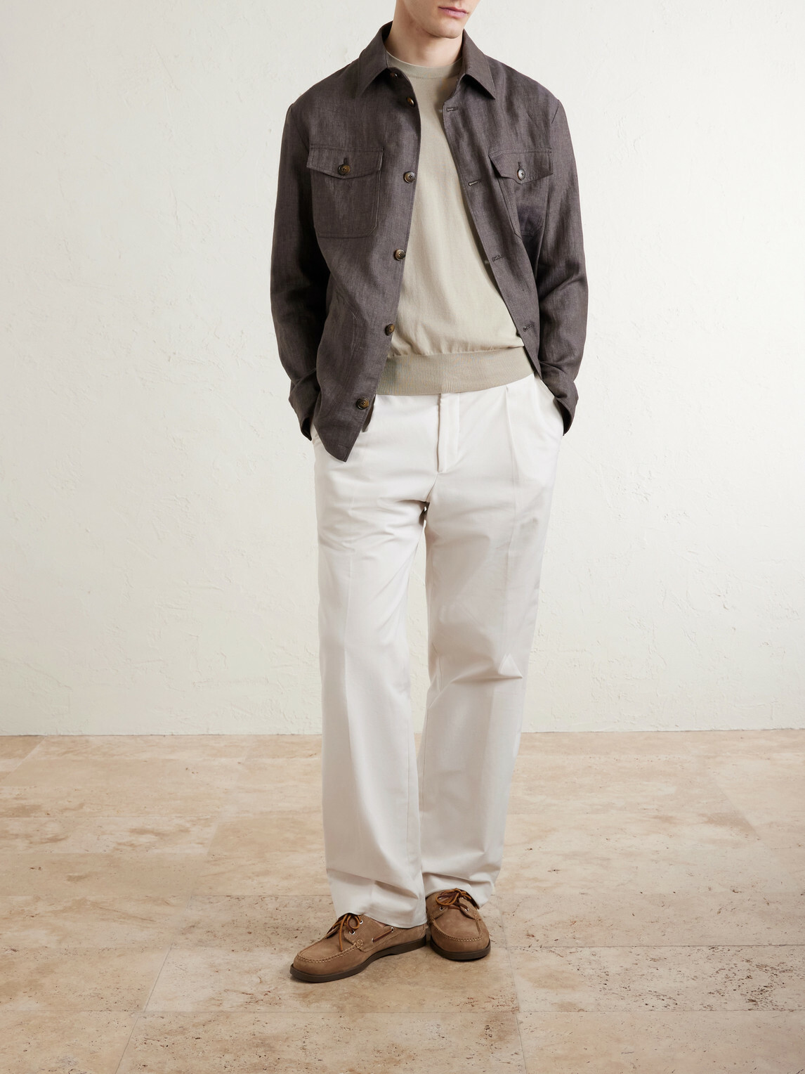 Canali - Knitted Cotton T-Shirt - Neutrals
