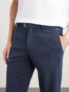 Kiton - Straight-Leg Lyocell-Blend Twill Trousers - Blue