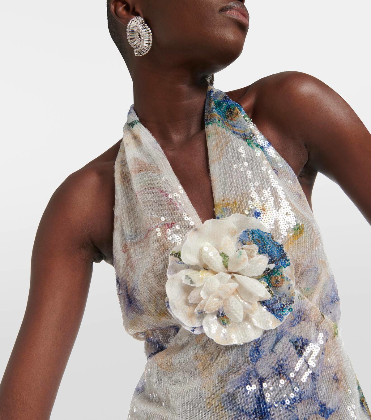 Rodarte Floral sequined midi dress