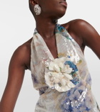 Rodarte Floral sequined midi dress