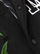 Moncler Genius - 7 Moncler FRGMT Hiroshi Fujiwara Appliquéd Wool-Blend Felt and Full-Grain Leather Down Varsity Jacket - Black