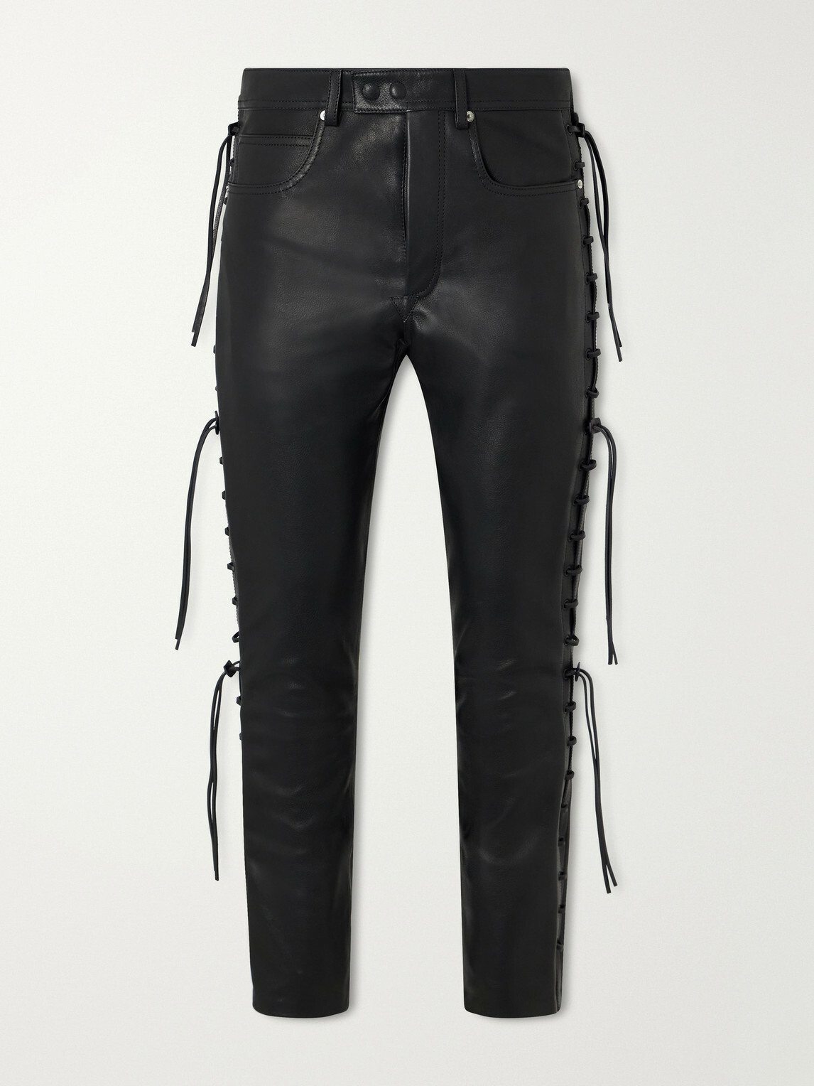 TOM FORD - Straight-Leg Full-Grain Leather Trousers - Black