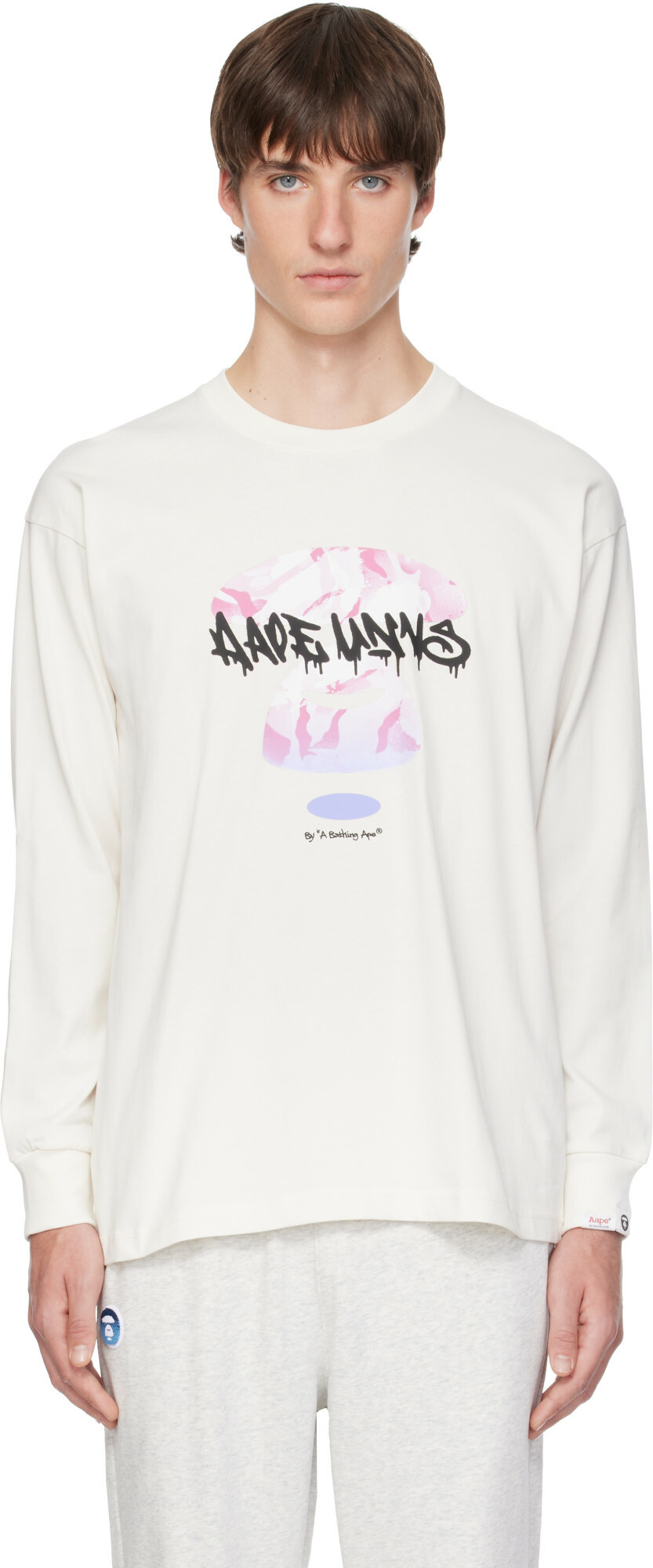 AAPE by A Bathing Ape White AAPE Main Skate Long T-shirt