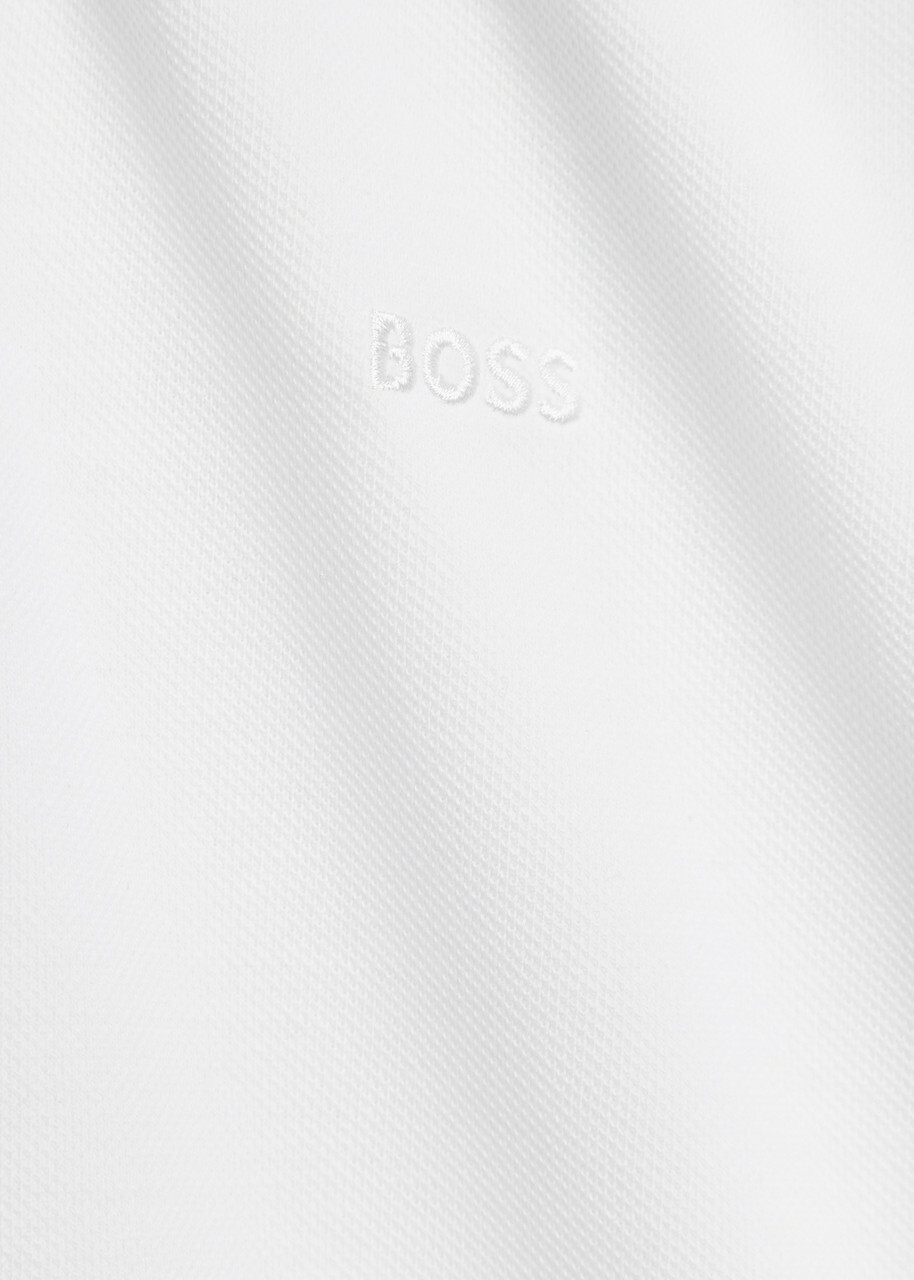 Boss Pallas Logo-embroidered Piqué Cotton Polo Shirt White