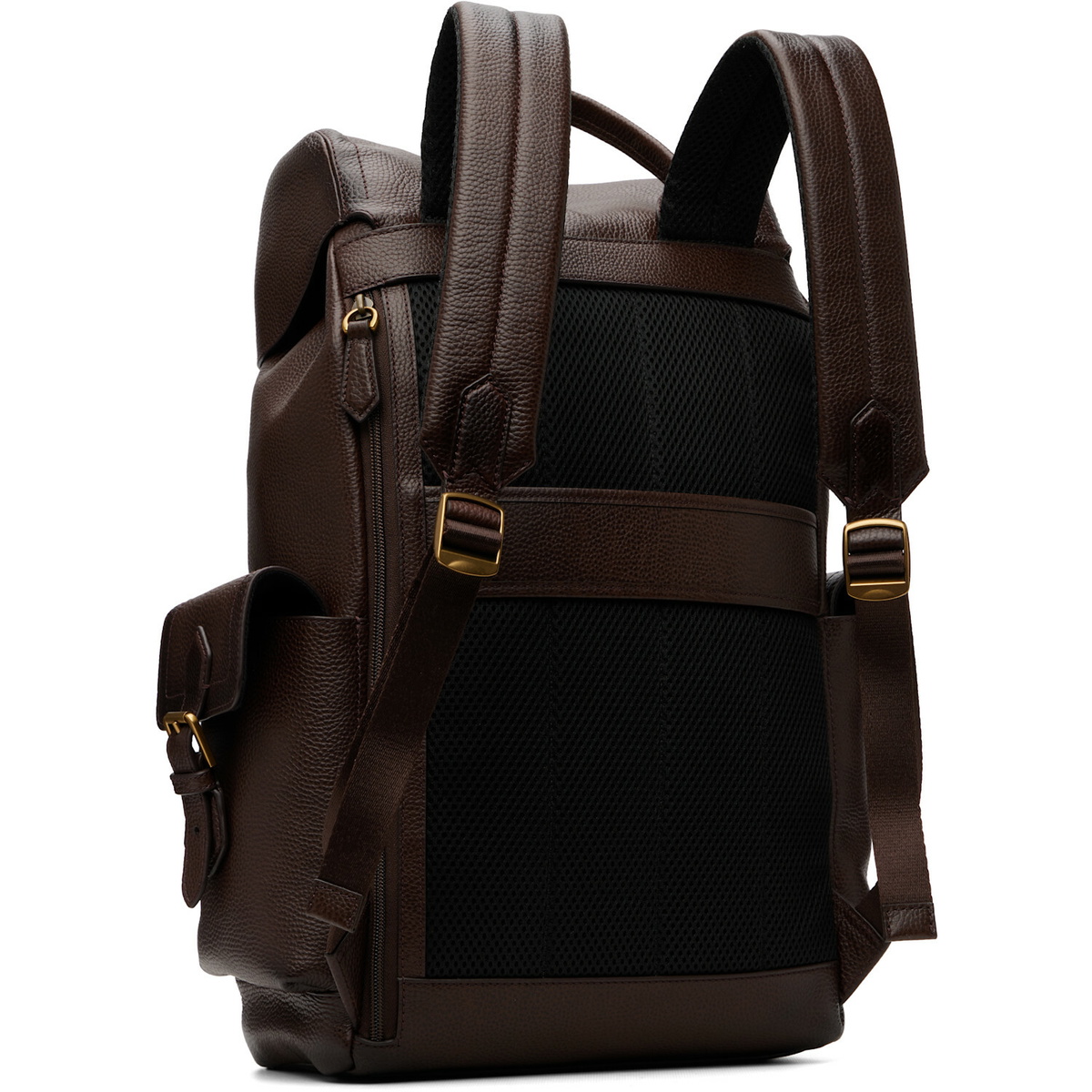 Polo Ralph Lauren Brown Pebbled Leather Backpack