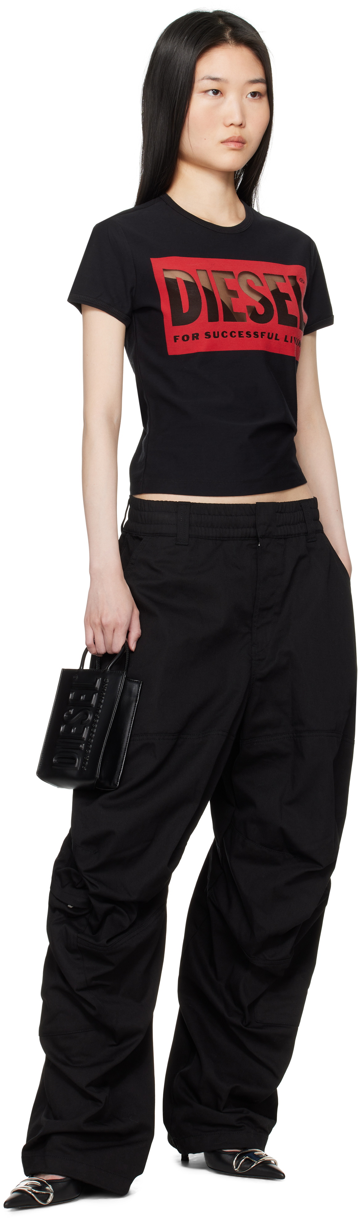 Diesel Black DSL 3D Shopper Mini X Bag Diesel