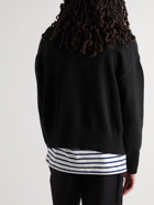 AMI PARIS - Logo-Intarsia Organic Cotton and Wool-Blend Cardigan - Black