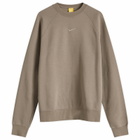 Nike Nocta Cardinal Stock Fleece Crew Sweat in Olive Grey/Moon Fossil