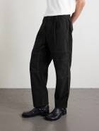 Folk - Assembly Straight-Leg Pleated Cotton-Blend Trousers - Black