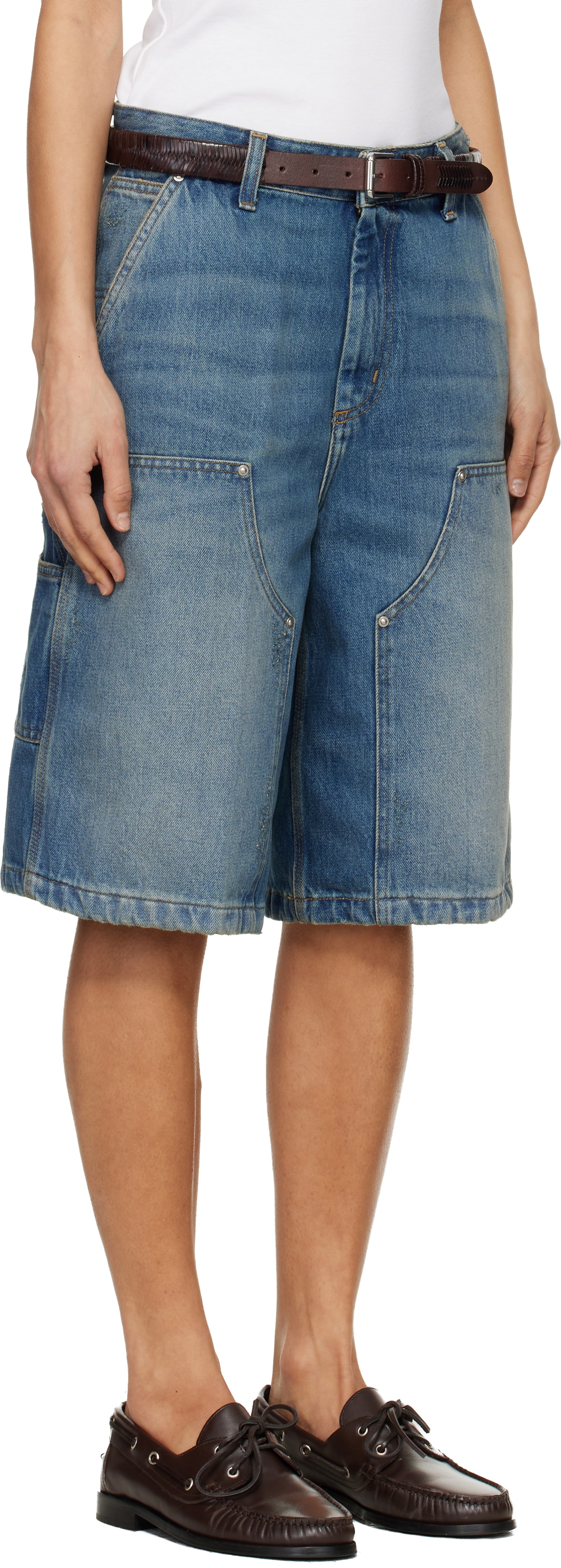 Carhartt Work In Progress Blue Nixon Double Knee Denim Shorts