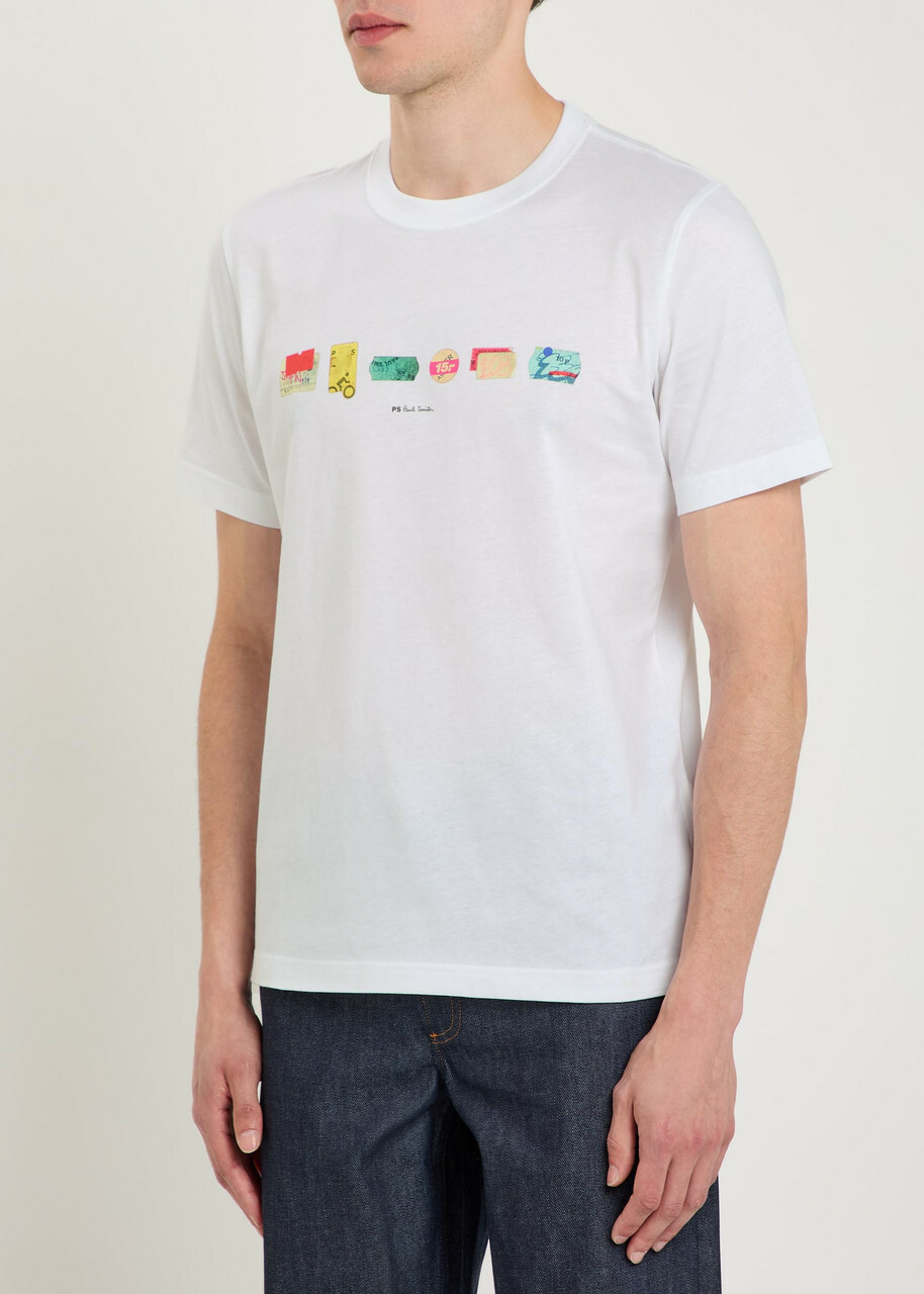 PS Paul Smith In A Row Printed Cotton T-shirt White