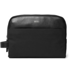 Hugo Boss - Meridian Cross-Grain Leather Trimmed Nylon Wash Bag - Black