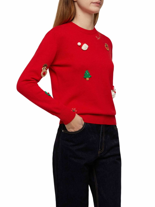 Photo: MC2 Saint Barth Woman Brushed Sweater With Christmas Patches Appliquèe