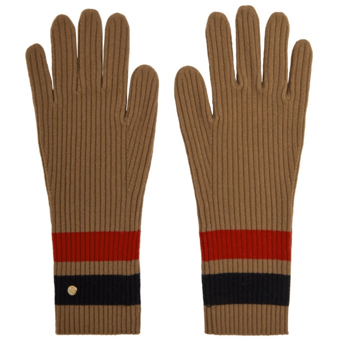 Photo: Burberry Tan Merino Monogram Gloves