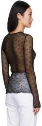 BONBOM Black Mesh Long Sleeve T-Shirt