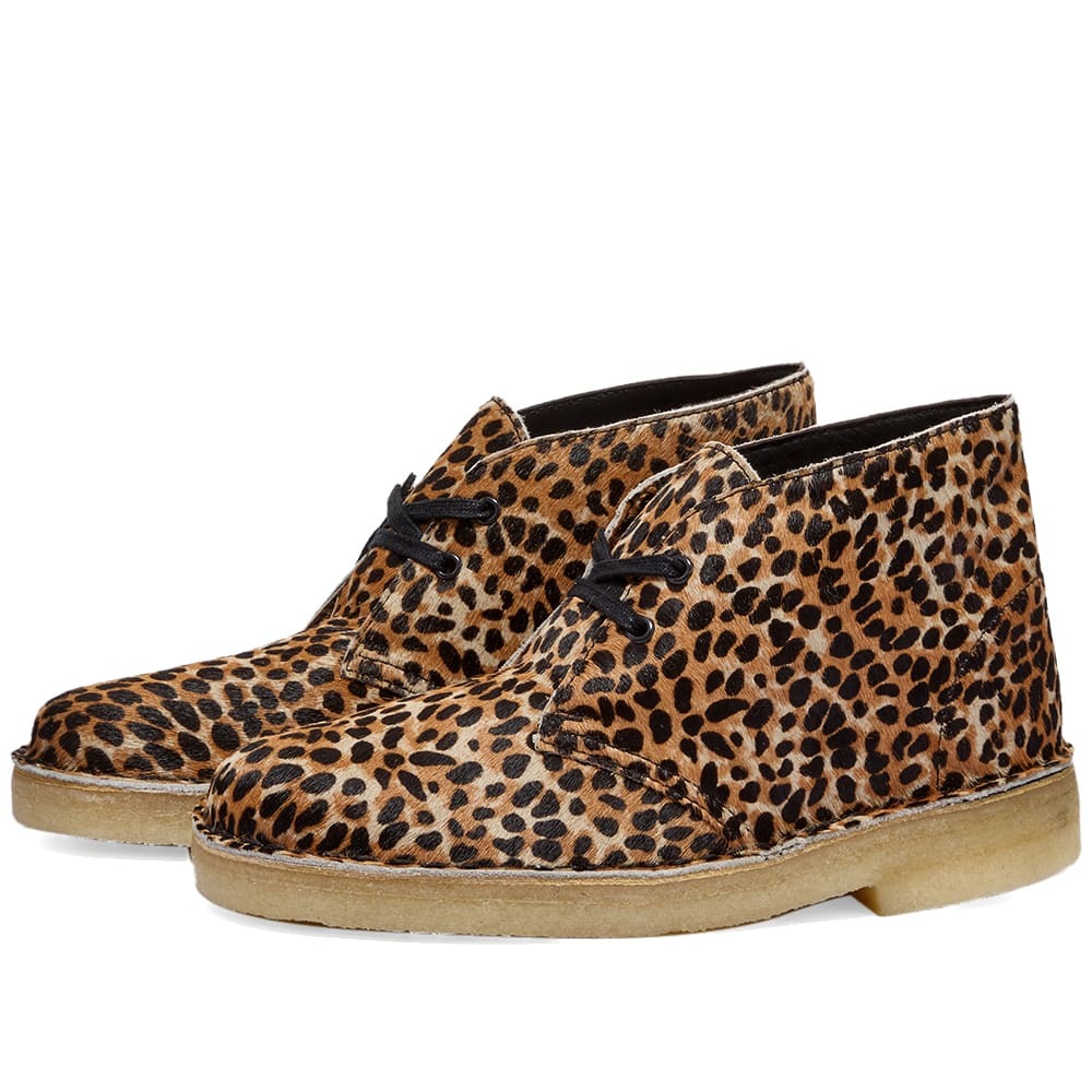 clarks desert boots leopard print