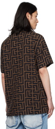 Balmain Brown & Black Printed Shirt