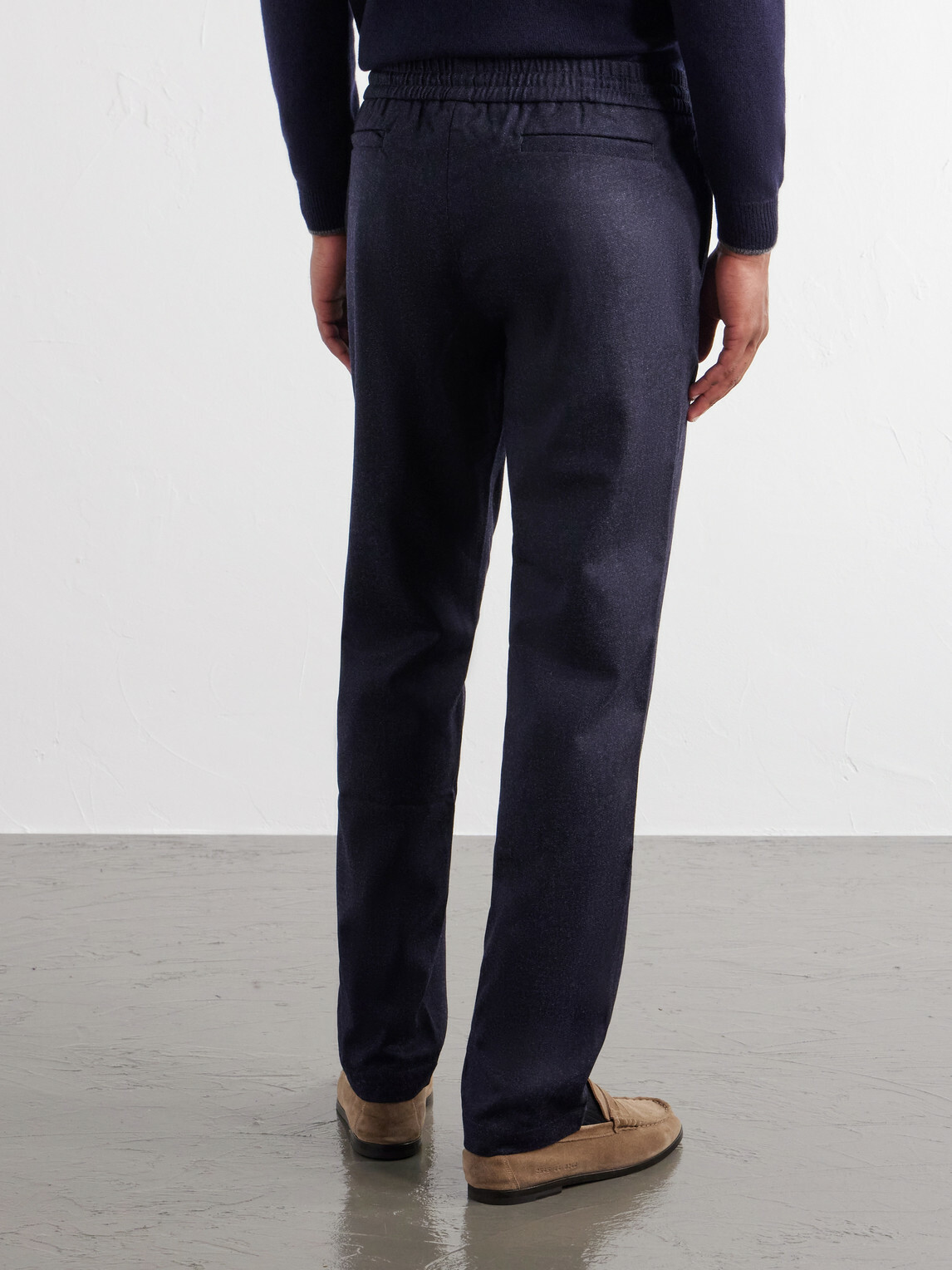 SEASE - Mindset Straight-Leg Wool-Flannel Drawstring Trousers - Blue