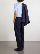 Altea - Straight-Leg Pleated Wool-Blend Seersucker Trousers - Blue