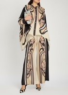LA Double J Printed Wide-leg Silk Trousers Cream
