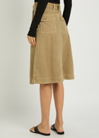 Moncler Belted Cotton-twill Midi Skirt Beige