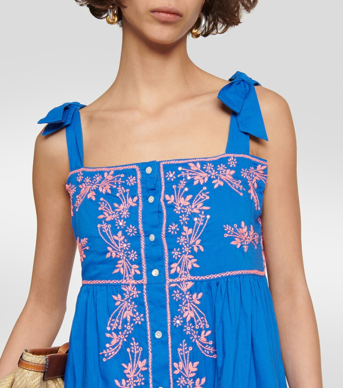 Juliet Dunn Embroidered cotton midi dress Juliet Dunn