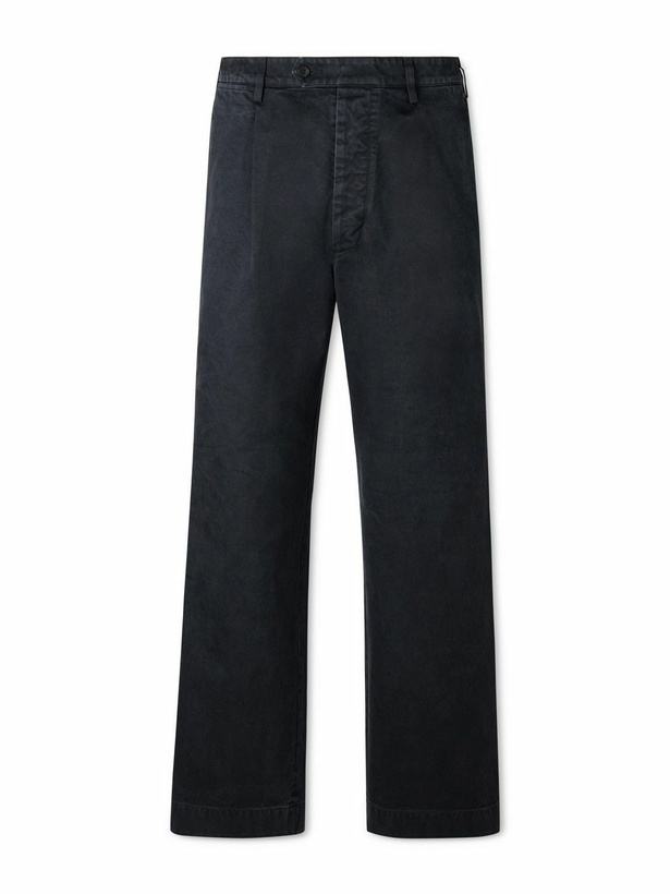 Photo: Auralee - Straight-Leg Pleated Cotton Chinos - Black