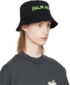 Palm Angels Black Logo Bucket Hat