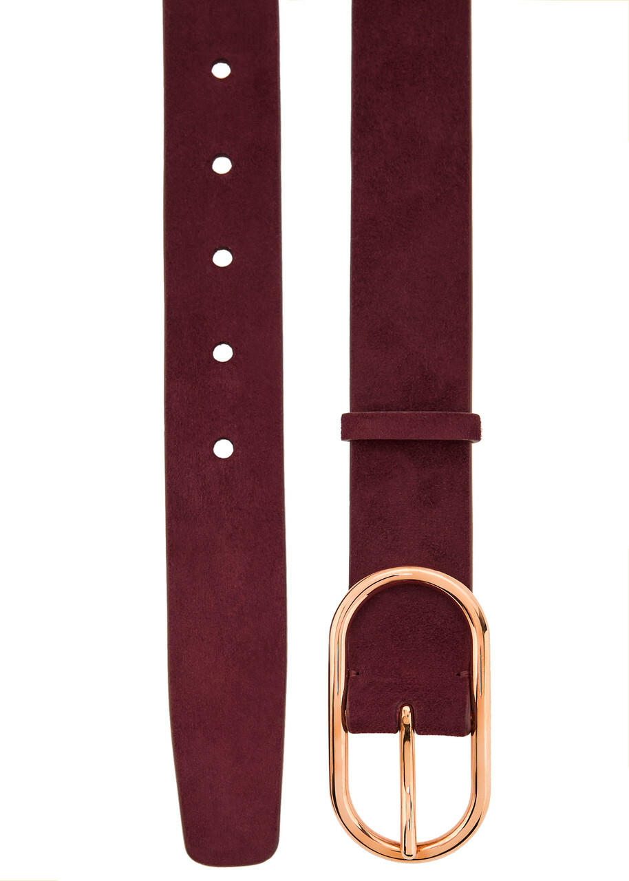 Gabriela Hearst Link Suede Belt Burgundy